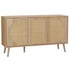 Image de Buffet scandinave décor bois et cannage arrondi 3 portes 120cm EVA