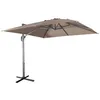 Image de Parasol déporté carré 3x3m haut de gamme - Falgos - Taupe - Parasol excentré inclinable. rabattable et rotatif à 360°.
