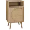 Image de Table de chevet. Eva. Décor bois et cannage arrondi. Une porte. Un espace de rangement. L40 x l39 x h70cm