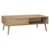 Image de Table basse. Eva. scandinave en cannage arrondi et en décor bois. 1 tiroir réversible l110 x l59 x h39cm