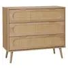 Image de Commode. Eva. Décor bois et cannage arrondi. 3 tiroirs l 90 x l 39 x h 79cm