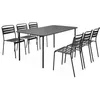 Image de Table de jardin métal + 6 assises traitement antirouille. lattes et bords arrondis