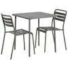 Image de Table de jardin métal + 2 assises kaki Amélia. lattes et bords arrondis. traitement antirouille