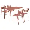 Image de Table de jardin métal + 4 assises terracotta en acier. Amelia. 120x70xh72.5cm (12.2kg)