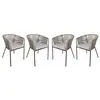 Image de Lot de 4 fauteuils de jardin en corde beige et acier galvanisé. Coussin beige