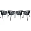 Image de Lot de 4 fauteuils de jardin en corde noire et acier galvanisé. coussin gris