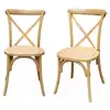 Image de Lot de 2 chaises de bistrot en bois de cédrèle naturel. Vintage. Assise en rotin. Empilables