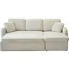 Image de Canapé d'angle convertible en tissu bouclettes crème - milano - 3 places. Fauteuil d'angle réversible coffre rangement lit modulable