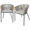 Image de Lot de 2 fauteuils de jardin en corde beige et acier galvanisé. coussin beige