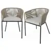 Image de Lot de 2 fauteuils de jardin en corde beige et acier galvanisé. Coussin beige