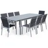 Image de Table de jardin extensible aluminium + 8 assises - Chicago Gris - Table en aluminium 175/245cm avec rallonge et 8 assises en