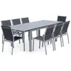 Image de Salon de jardin chicago 8 places table à rallonge extensible 175/245cm alu gris textilène gris