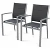 Image de Lot de 2 fauteuils - Chicago / Odenton - En aluminium gris et textilène gris foncé. empilables