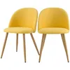 Image de Lot de 2 chaises en tissu jaune et pieds en métal - Cozy - Maison Pavane
