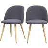 Image de Lot de 2 chaises en tissu gris foncé et pieds en métal - Cozy - Maison Pavane