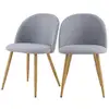 Image de Lot de 2 chaises en tissu gris clair et pieds en métal-cozy Cozy