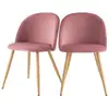Image de Lot de 2 chaises en velours rose et pieds en métal-cozy Cozy