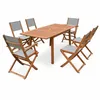 Image de Salon de jardin en bois extensible - Almeria - Table 120/180cm avec rallonge. 2 fauteuils et 4 chaises. en bois dEucalyptus huilé