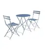 Image de Salon de jardin bistrot pliable emilia rond bleu grisé, table  60cm avec deux chaises pliantes, acier thermolaqué