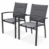 Image de Lot de 2 fauteuils - Chicago / Odenton / Philadelphie Anthracite - En aluminium anthracite et textilène gris taupe. empilables