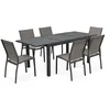 Image de Table de jardin extensible aluminium + 6 assises - Orlando Gris taupe - Table en aluminium 150/210cm. plateau de verre. rallonge
