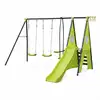 Image de Balançoire 5 agrès - portique avec 2 balançoires. 1 face à face. 1 toboggan. 1 panier de basket. 1 mur d'escalade et 1 tente