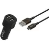 Image de GREEN_E Kit chargeur voiture 17W 2USB A + Cable micro USB - 13m