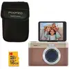 Image de Kodak pixpro c1 appareil photo ultra-compact 13mp, zoom 4x, lcd 2.8, flash led   marron + carte microsdhc 16 go + étui de protection kodak noir