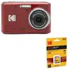 Image de Kodak pixpro fz45 rouge + carte sd kodak 16 go   appareil photo numérique compact 16.44mp, zoom optique 4x, écran lcd 2.7, vidéo hd 720p, carte mémoire uhs-i u1 v10 85mbs
