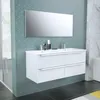 Image de Meuble de salle de bain double vasque avec miroir L 120cm - 4 tiroirs - Blanc laqué brillant - ZOOM
