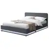 Image de Lit avec led 140 x 190 cm en velours gris newyork