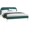 Image de Lit 160 X 200 Cm En Velours Et Laiton Vert Phoenix