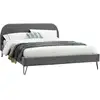 Image de Lit 140 X 190 Cm En Velours Gris Et Pieds Noirs Phoenix