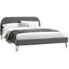 Image de PHOENIX - Lit 140 Velours Gris & pieds noirs