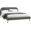 Image de Phoenix Lit 160 Velours Gris & pieds noirs