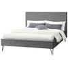 Image de Riverside Lit 140 Velours Gris pieds noirs