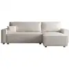 Image de Canapé convertible d'angle réversible 4 places velours côtelé beige cosy