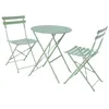 Image de Table de jardin bistrot pliante métal + 2 assises vert de gris Ø60 x 70cm. acier thermolaqué