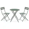 Image de Salon de jardin bistrot pliable emilia rond vert de gris, table  60cm avec deux chaises pliantes, acier thermolaqué