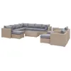 Image de Salon de jardin Premium en résine tressée arrondie XXL   VERONA   Résine naturelle style osier. coussins gris foncé   12 à 14