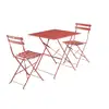 Image de Salon de jardin bistrot pliable - emilia carré terra cotta - table carrée 70x70cm avec deux chaises pliantes. Acier thermolaqué