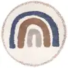 Image de Tapis Jute Arc En Ciel Bohemian Rainbow Bleu Par Nattiot - Ø 120 Cm