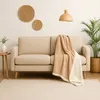 Image de Plaid Sherpa Flanelle 150x200 Beige - Double Face Épais 480g/m² (Spécial Canapé)