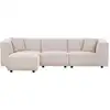Image de Canapé 3 places + 1 pouf modulable velours côtelé beige monroe