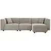 Image de Canapé 3 places + 1 pouf velours côtelé modulable gris clair monroe