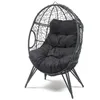 Image de JANE - Fauteuil oeuf sur pied en résine noir effet rotin