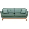 Image de Canapé 3 places scandinave et 2 coussins en tissu vert d'eau hoga