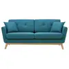 Image de Canapé 3 places scandinave et 2 coussins en tissu bleu canard hoga