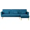 Image de Canapé d'angle réversible et convertible 4 places en tissu bleu canard grace