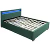 Image de Lit En Velours Vert Avec Rangements Et Led Intégrées 140x190 Cm Enfield